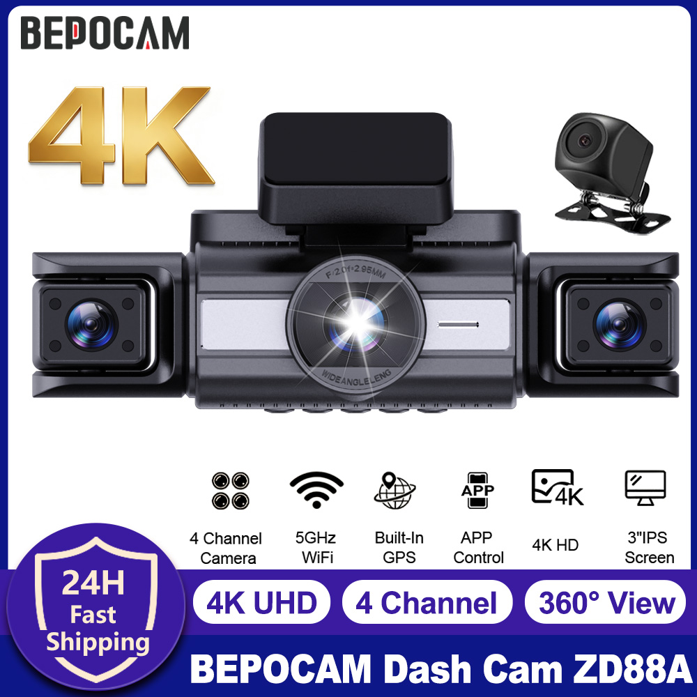 Panoramic Dash Cam 360 - กล้องติดรถยนต์ BEPOCAM 4 ช่องทาง 4K กล้องหน้า