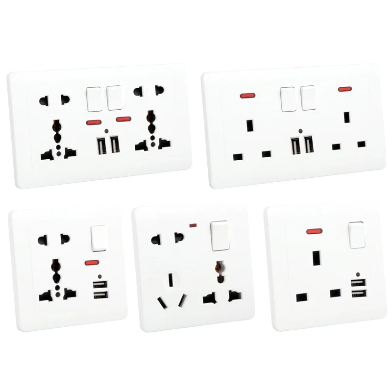 Electronics Gadgets For Home - Depoguye UK มาตรฐานซ็อกเก็ตคู่13A พร้อมสวิตช์ Usb คู่หนึ่ง-เปิด