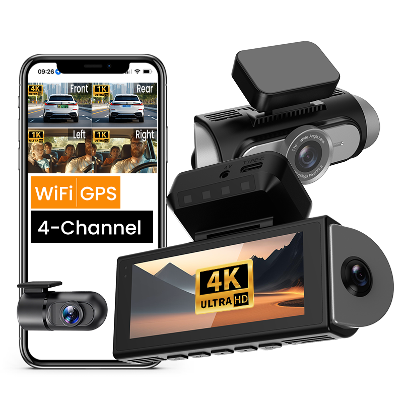 Panoramic Dash Cam 360 - กล้องบันทึกวิดีโอติดรถยนต์ WiFi GPS ปี 2026 แบบ