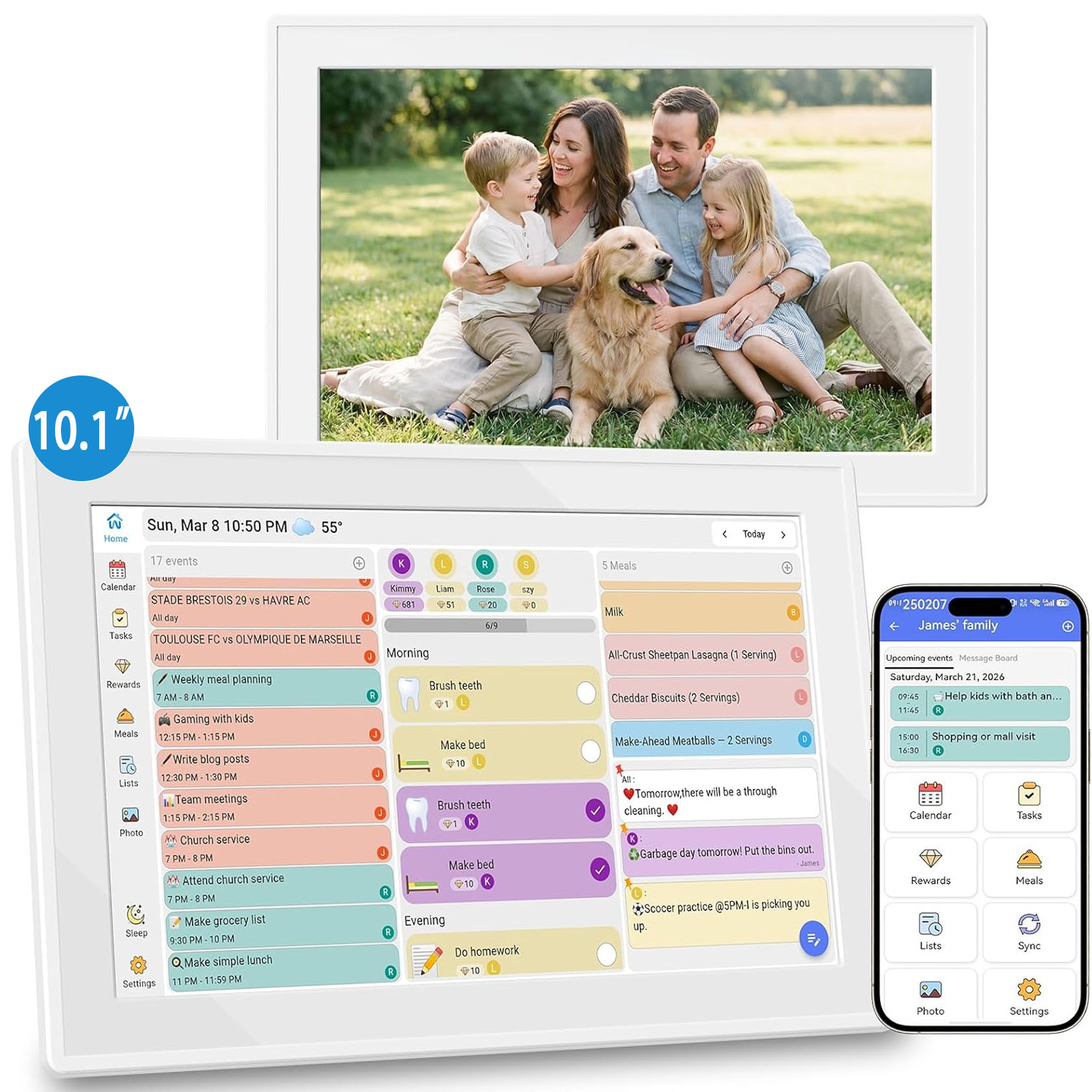 Digital Photo Frame Wifi - ปฏิทินดิจิทัลอัจฉริยะหน้าจอสัมผัสขนาด 10.1 นิ้ว พร้อม WiFi สำหรับครอบครัว