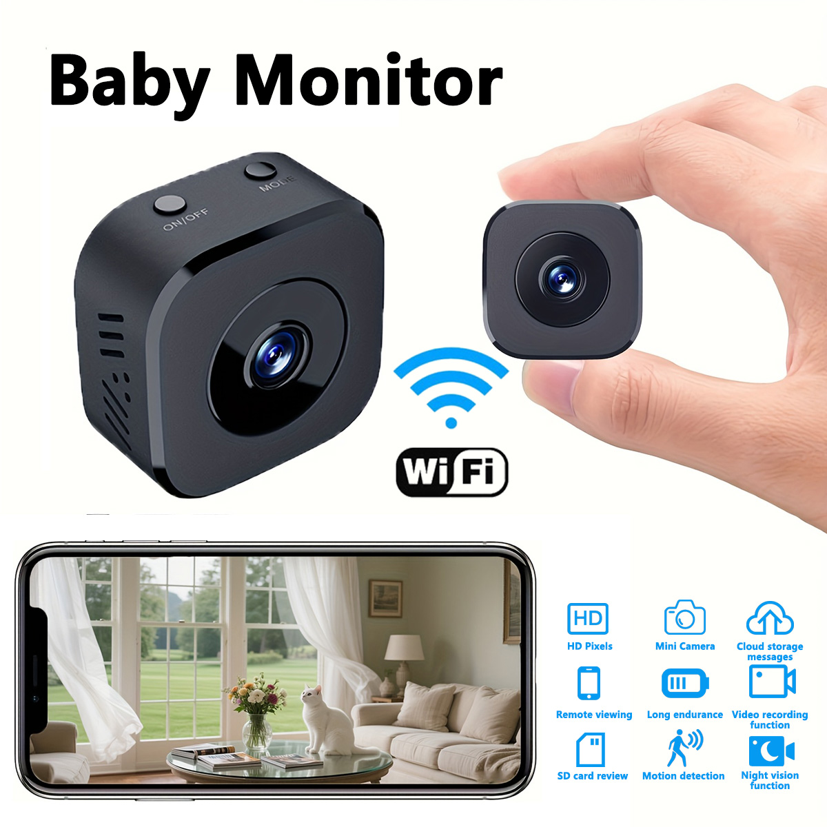 Compact Camera Mirrorless - 1080P HD Mini WiFi กล้องความปลอดภัยในร่มการเฝ้าระวังความปลอดภัย Baby