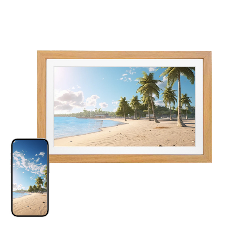 Digital Photo Frame Wifi - กรอบรูปดิจิตอลไม้แบบสัมผัสขนาด 15.6 นิ้ว พร้อม Wi-Fi และแอป