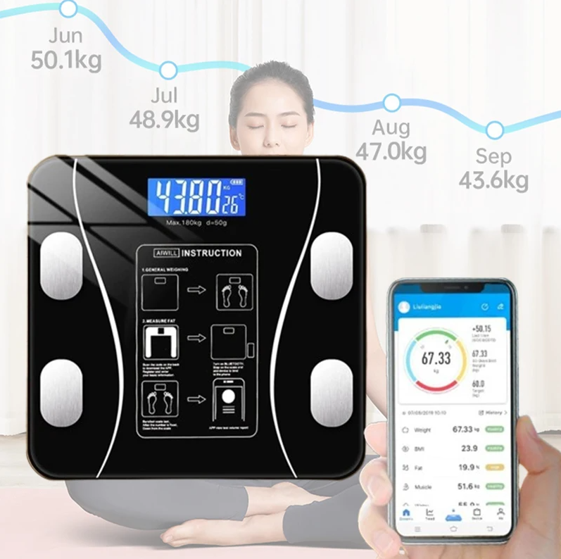 Body Fat Scale Smart - เครื่องชั่งน้ำหนักไขมันในร่างกายอัจฉริยะแบบ USB เครื่องชั่งน้ำหนักอิเล็กทรอนิกส์ขนาดเล็ก เครื่องชั่งดิจิตอลสำหรับใช้ในบ้าน เครื่องชั่งน้ำหนักไขมันในร่างกายที่แม่นยำ