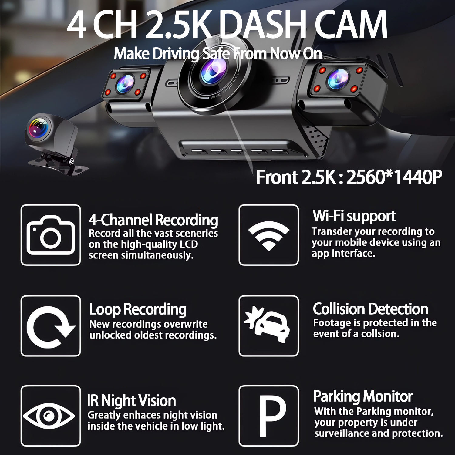 กล้องติดรถยนต์ 360 องศา 4 ตัว  - Panoramic Dash Cam 360 บทวิจารณ์และราคา